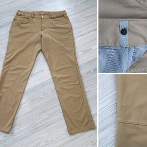 Lululemon ABC Pant Men's 34 x 33 Tan Warpstreme Stretch 5-Pocket Stretch Chino